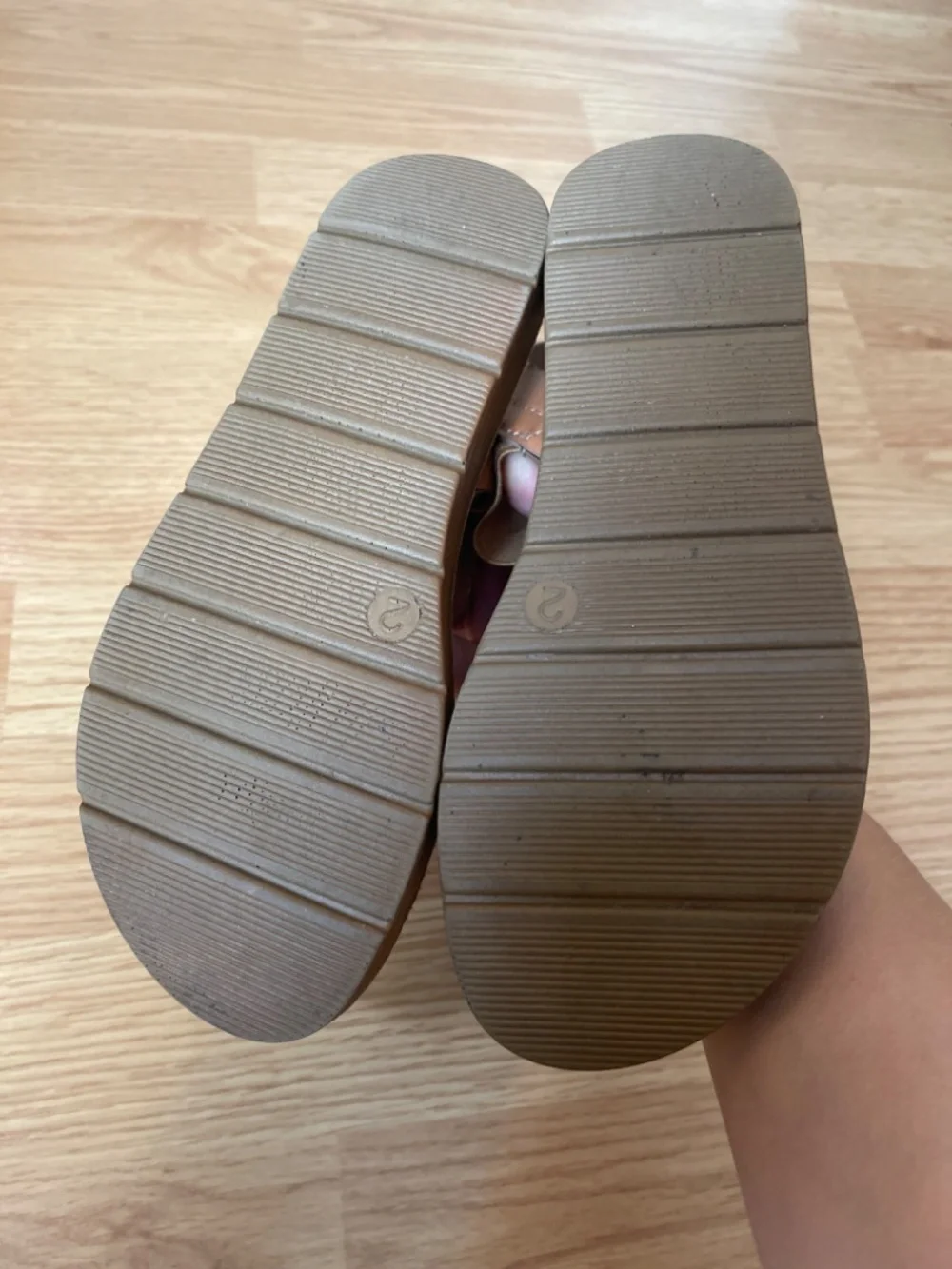 Palms Girls Casual Basic Tan Strap Slip On Sandals Size 2